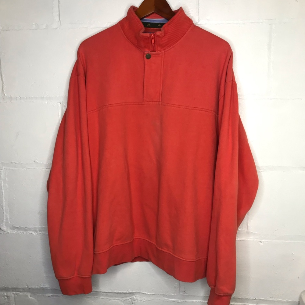 Orvis Signature Pullover Sweatshirt Mens XL Orange Long Sleeve 1/4 Zip